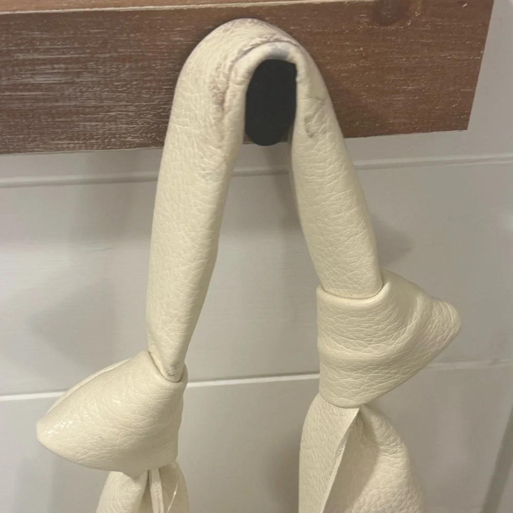 Anthropologie Cream Knotted-Handle Hobo Bag